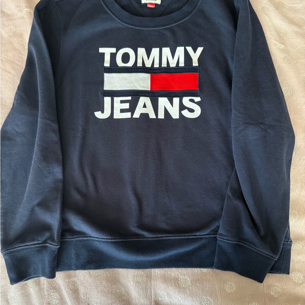 Tommy Hilfiger Logo Crewneck Sweater - Navy and Red